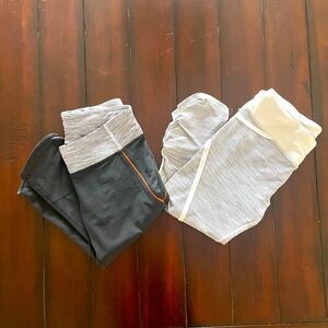 2 pairs Lululemon cropped athletic leggings